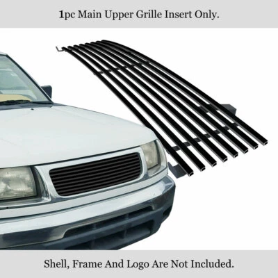 Compatível com 1998-2000 Nissan Frontier inserção de grade de tarugo superior principal aço inoxidável preto - Imagem 1 de 4