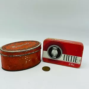 Vintage Dosen Ultje D'or Holland Eule Klappdose & Mellomints Brandle Smith - Bild 1 von 8