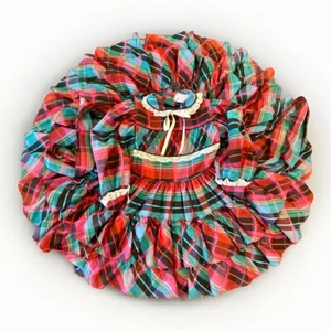 Vtg MARTHAS MINIATURES We're Fussy 4 FULL CIRCLE Plaid Ruffle Christmas Holiday - Picture 1 of 4
