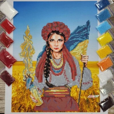 Kit de bordado de cuentas Ucrania hágalo usted mismo kit de artesanía cuentas de semillas punta de aguja d3621 Foto 1 de 4