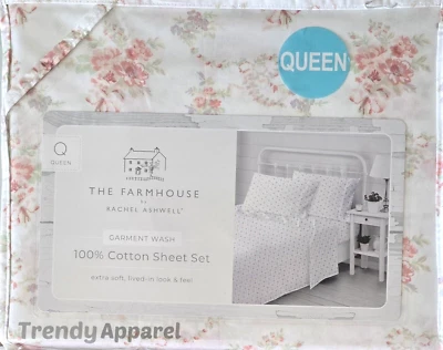 Juego de sábanas Shabby Chic Farmhouse de Rachel Ashwel rosa/melocotón floral, REINA Foto 1 de 4