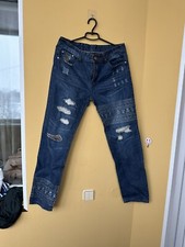 MasterMind Japan Mindblow Vintage Distressed Blue Denim Skull Jeans Mens size 34