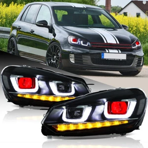 Für 2008–13 VW Golf 6 MK6 LED-Scheinwerfer Dämonen-Kopflampen sequentielles Paar - Bild 1 von 14