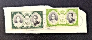 1956 2) Monaco Postage Stamps Wedding of Grace Kelly / Prince Rainier III Crown - Picture 1 of 7