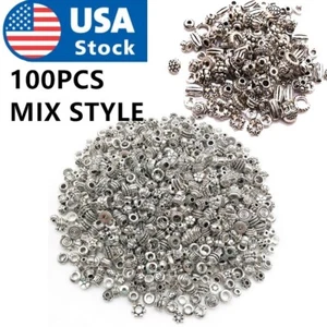 100Pcs Mix Style Tibetan Alloy Metal Loose Spacer Beads Lot For Jewelry Making - Picture 1 of 13