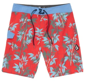 Boardshorts Volcom Lido Print 20" Tech Rojo 33 NUEVO CON ETIQUETAS NUEVO Surf Playa Natación - Imagen 1 de 7