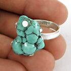 Natural Turquoise Statement Vintage Ring Size 75 925 Silver For Women J30