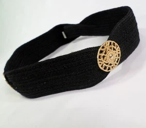 Cinturón de cintura Concho 26 28 pequeño tono dorado negro herrajes de colección años 80 negro - Imagen 1 de 4
