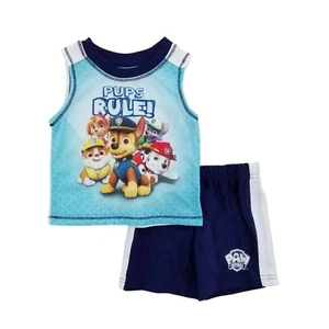 Paw Patrol Pups Rule! Baby Boys Tank Top and Shorts Set Size 0/3 Months Nwt - Picture 1 of 1