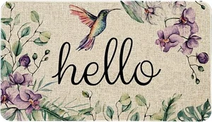 Summer Hello Decor Door Mat - Green Daisy Flower Farmhouse Welcome Mats Outdo... - Picture 1 of 7