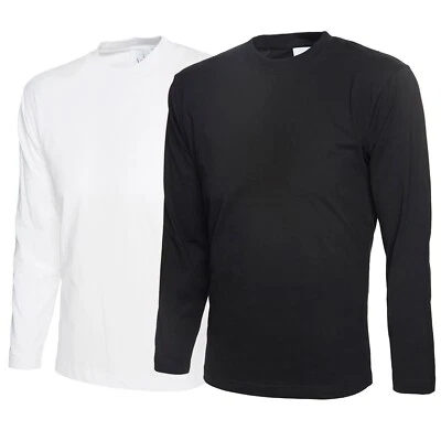 Men's long sleeve shirt long sleeve T-shirt 100% cotton black White sizes S - 4XL - Image 1 of 3
