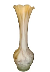 Bernstein MCM Milchglas gekräuselte Blumenknospe Vase - Bild 1 von 7