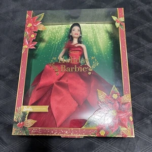 Mattel 2022 Holiday Collectible Barbie Signature Doll Asian Black Hair Red Gown - Picture 1 of 10