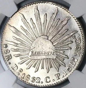 Moneda de Plata Estado Durango 8 Reales México NGC MS 62 1862/1-Do NGC MS 62 (24050701C) - Imagen 1 de 7
