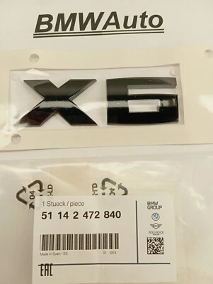 Genuine BMW X6 G06 BLACK Trunk Emblem "X6" Lettering Decal Badge - 51142472840 - Image 1 of 4