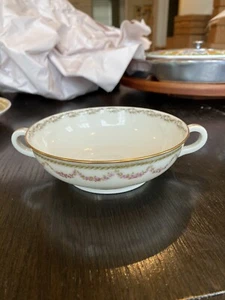 Haviland Limoges Eugenie Cream Soup Bowl Pink Floral Swag - Picture 1 of 6