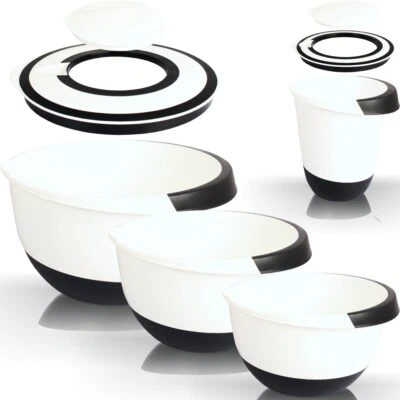 XXL SET 4x Rührschüssel Back Schüssel + Deckel spülmaschine Plastik Küche Teig - Bild 1 von 4