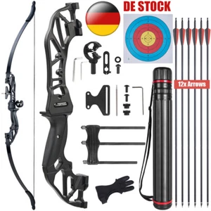 53 Zoll Bogenschießen Takedown RecurveBogen und Pfeil Set für Jagd Ziel 20-55lbs - Bild 1 von 24