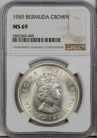 1959 BERMUDA SILVER CROWN NGC MS69 FINEST KNOWN GRADE Cover
