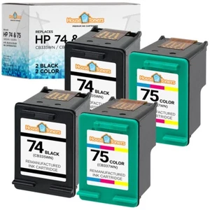 4PK pasuje do HP 74 Black HP 75 Color Ink Wkłady do HP Photosmart C4480 C4500 - Zdjęcie 1 z 2