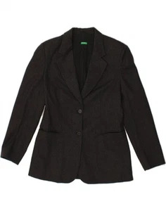 Chaqueta Blazer Benetton Mujer 2 Botones IT 44 Mediana Negra Lana Virgen BW21 - Imagen 1 de 3