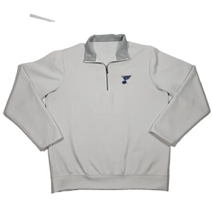St Louis Blues Mens Jacket Large White 1/4 Zip Pullover Antigua Golf - Picture 1 of 18
