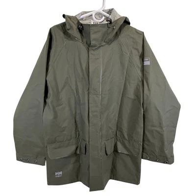 Small Helly Hansen HH Jacket Rain Waterproof Workwear PVC Hood Pockets - Image 1 of 4