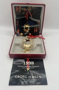 Georg Jensen 1998 Chapado en Oro Adorno de Navidad Pájaros con Caja y Folleto Hermoso - Imagen 1 de 16