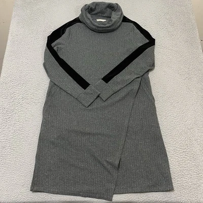 Soft Surroundings Moderne Dress Sz L Herringbone Cowl Faux Wrap Pockets 2CT18 - Image 1 of 4