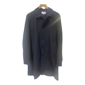 Reiss Mens Overcoat Navy Blue Button Mid Length Jacket Coat Smart Casual Size L - Picture 1 of 7