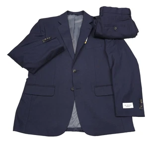 JM Haggar Dark Navy Blue Stretch Classic Fit Two Piece Suit Mens Size 40S X 32 - Picture 1 of 22