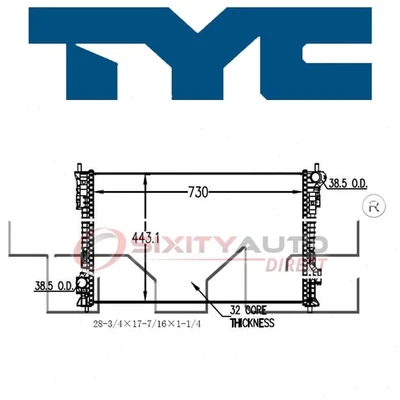 TYC Radiator for 2013-2016 Ford Taurus 3.5L V6 Cooler Cooling Antifreeze dh Foto 1 de 4