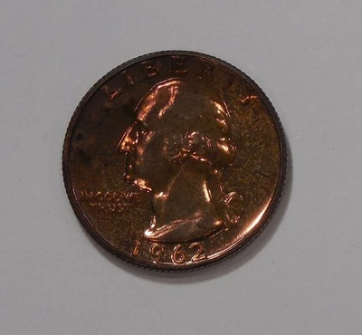 1962 PROOF WASHINGTON Quarter - 90% SILVER Magenta Toning 2-Sides - Image 1 of 2