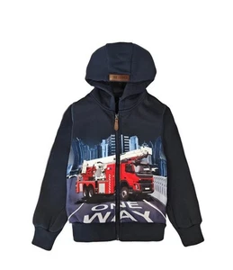S&C Kinder Sweatjacke mit Kapuze - Feuerwehrfahrzeug Stadt-Design H489 - Bild 1 von 5