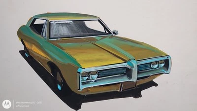 De Colección Original Grande 30" Pintura Ilustración Publicidad Promo Pontiac LeMans #30 Foto 1 de 4