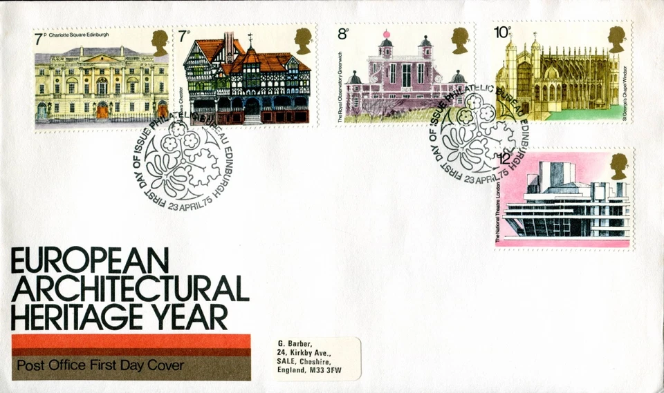 1975 Architecture FDC, Edinburgh First Day Cover. SG 975-979 - Image 1 of 1