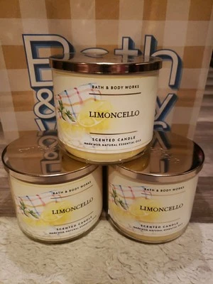 Bath & Body Works Limoncello 3 velas de mecha 14,5 OZ X3 nuevo granero blanco  Foto 1 de 2