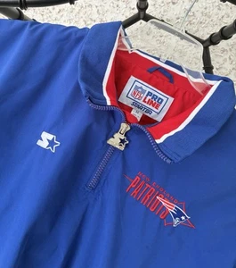 Vtg New England Patriots Pro Line Starter Pullover Windbreaker Medium 1/4 Zip - Picture 1 of 5