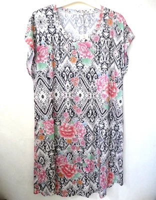 Johnny Was  XL Brigette Cap Sleeve Sleep Shirt shorty Nightgown  Azzie Peru  NWT - Image 1 of 4