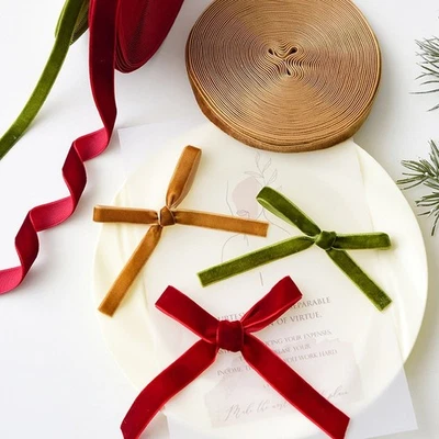 10 Meter Cloth Velvet Ribbon Flocking for Christmas Wrap and Craft Use - Image 1 of 4