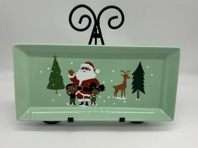 Black Paper Party Holiday Klaus Family Winter Scene Serving Tray, 15.5” X 7” - Image 1 of 4