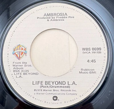 Ambrosia Life Beyond L.A. / Angola 45 Vinyl 70s Rock VG+ Warner Bros - Image 1 of 4