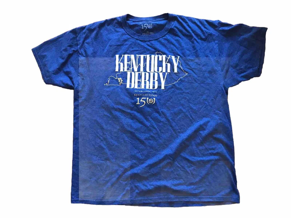 Мужская футболка с графикой Kentucky Derby 150th размер XL короткий рукав для скачек - Изображение 1 из 4