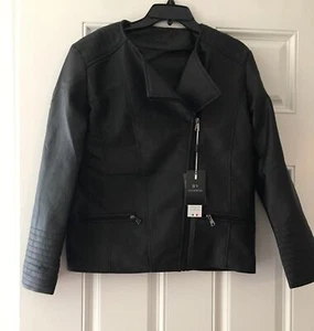 NUEVO CON ETIQUETAS BV Ropa Completa Zil Chaqueta de Cuero Negro Talla L Cremallera Aspelada Hecha en Italia Nueva - Imagen 1 de 11