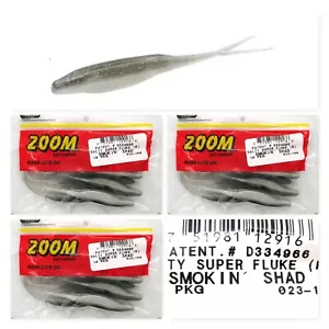 (3) Unopened Pack Zoom 5 1/4" Salty Super Fluke Smokin Shad 023-109 Brand New - Picture 1 of 4