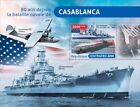 Seconde Guerre mondiale navires de guerre bataille de Casablanca timbres neufs 2022 République centrafricaine S/S