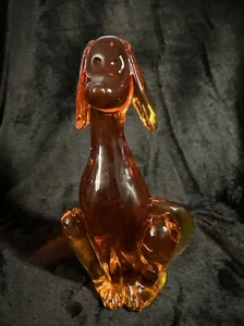 MCM Wikinger PERSIMMON Amberina orange GROß Kunst Glas 8" SITZENDER HUND Figur EPIC - Bild 1 von 13