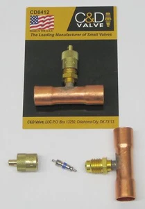 C&D Copper Access Tee Valve 1/2" CD8412 Paquete de 2 - Imagen 1 de 2