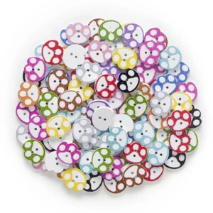 10 Paws Shape Wooden Buttons Animal Fun Knitting Sewing Crocheting Craft - Picture 1 of 1