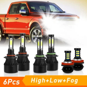 For Ford F-150 2015-2020 White LED Headlight High Low Beam + Fog Light Bulbs Kit - Picture 1 of 12